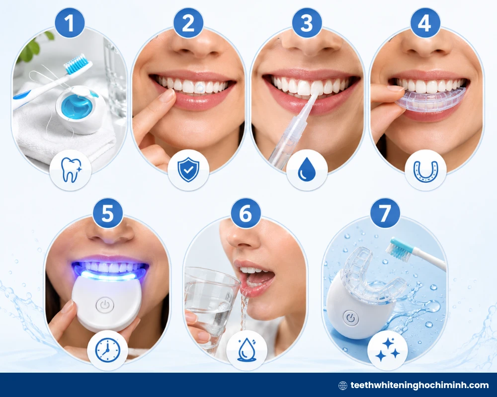 Step-by-step instructions for using a UV teeth whitening kit